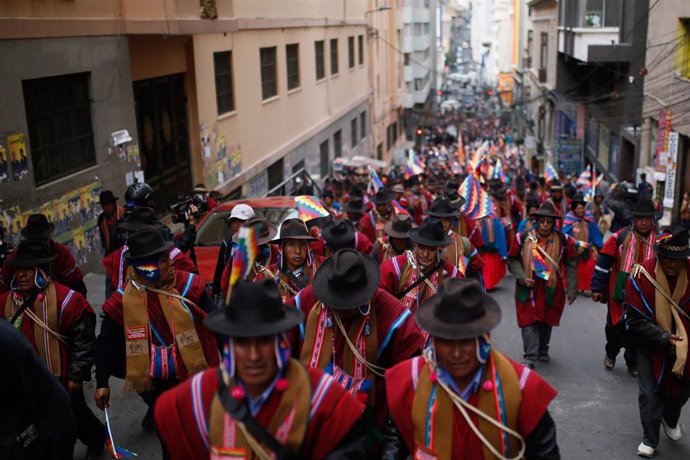 Manifestación en La Paz a favor del dimitido presidente de Bolivia Evo Morales