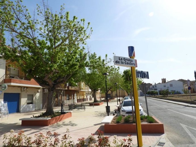 Cartel anunciador del municipio de la Granja de la Costera