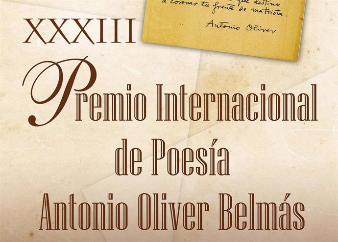Se desvela el fallo del Premio de Poesía Antonio Oliver Belmás