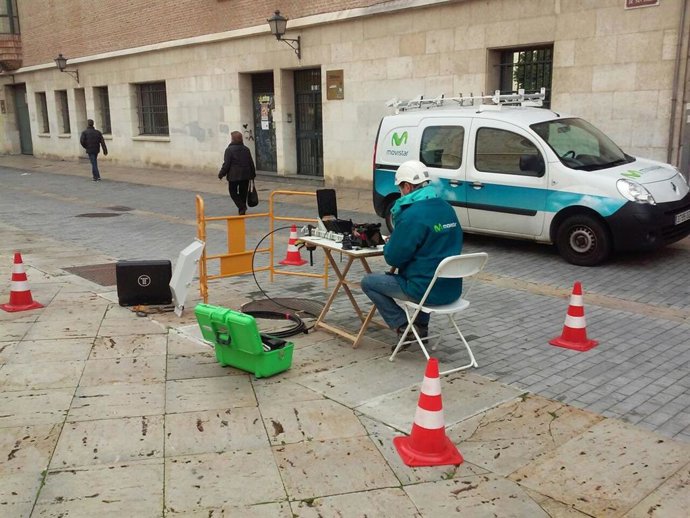 Imagen de la instalación de fibra en Palencia