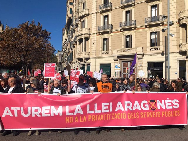 Manifestación 'Aturem la llei Aragonès' en Barcelona