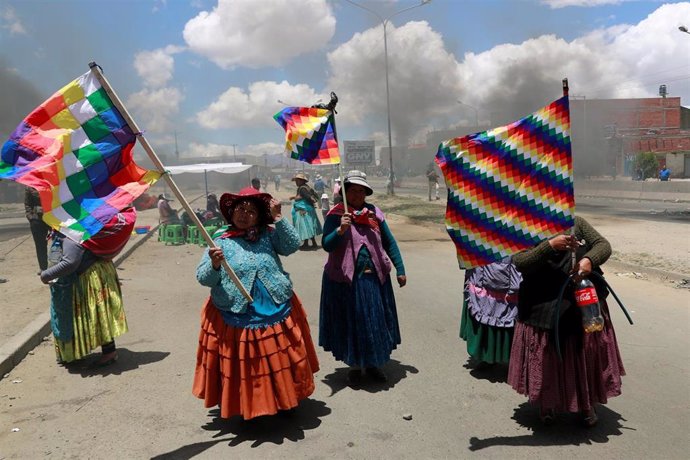 Partidarias de Evo Morales en El Alto, Bolivia