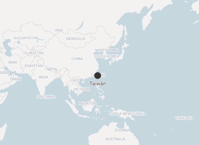 Vista en el mapa de Taiwán 
