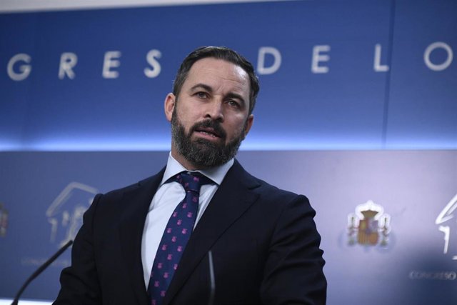 El presidente de Vox, Santiago Abascal, comparece en el Congreso de los Diputados