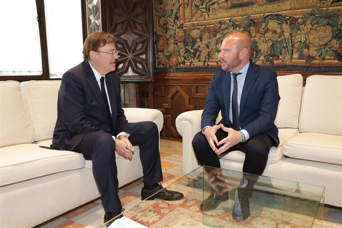 El 'president' de la Generalitat, Ximo Puig, y el presidente de la Diputación de Valencia, Toni Gaspar, en una reunión mantenida en el Palau de la Generalitat