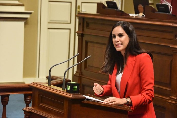 La portavoz adjunta del Grupo Mixto y diputada de Cs, Vidina Espino, interviene desde la tribuna en el Parlamento de Canarias