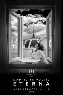 Cartel promocional de 'Madrid se volvió eterna', en el Hotel Emperador Gran Vía