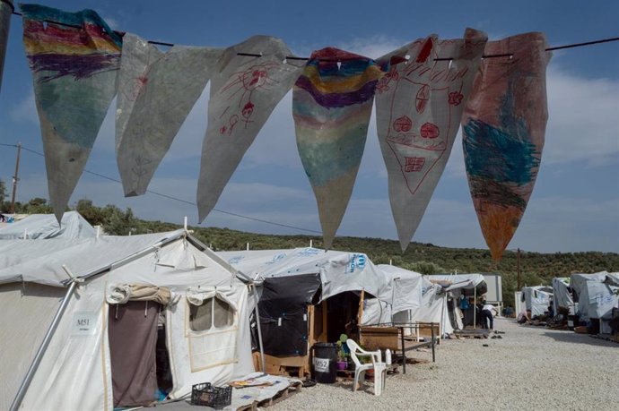 Centro de internamiento de inmigrantes de Moria, en Lesbos, Grecia