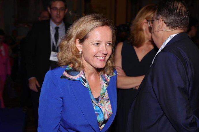 La ministra en funciones de Economía y Empresa del gobierno en España, Nadia Calviño en la inauguración del Foro Tendencias España 2020, organizado por El País y Kreab en el Casino de Madrid, a 18 de septiembre de 2019.