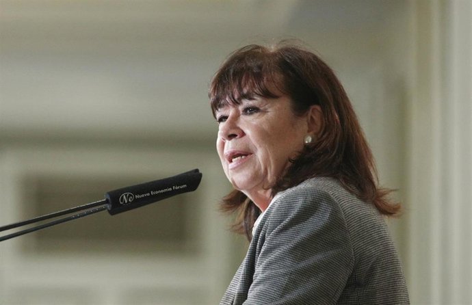 La presidenta del PSOE, Cristina Narbona, durante su intervención en un Desayuno Informativo, organizado por Nueva Economía Forum a 6 días de las elecciones generales del 10 de noviembre, en Madrid (España), a 4 de noviembre de 2019.