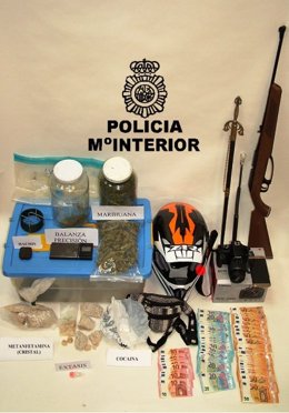 Droga incautada a los dos detenidos en Soria en la operación 'Trompo'.