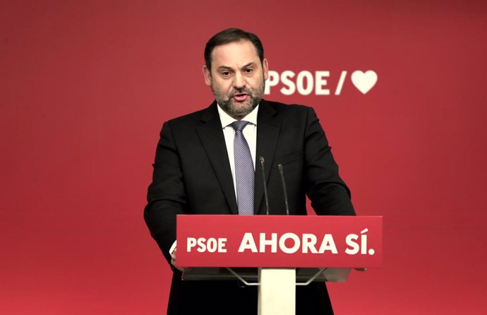 El ministro de Fomento en funciones, José Luis Ábalos interviene en rueda de prensa en la reunión de la Comisión Ejecutiva Federal del PSOE convocada tras la elecciones generales del 10N, en Madrid (España), a 11 de noviembre de 2019.