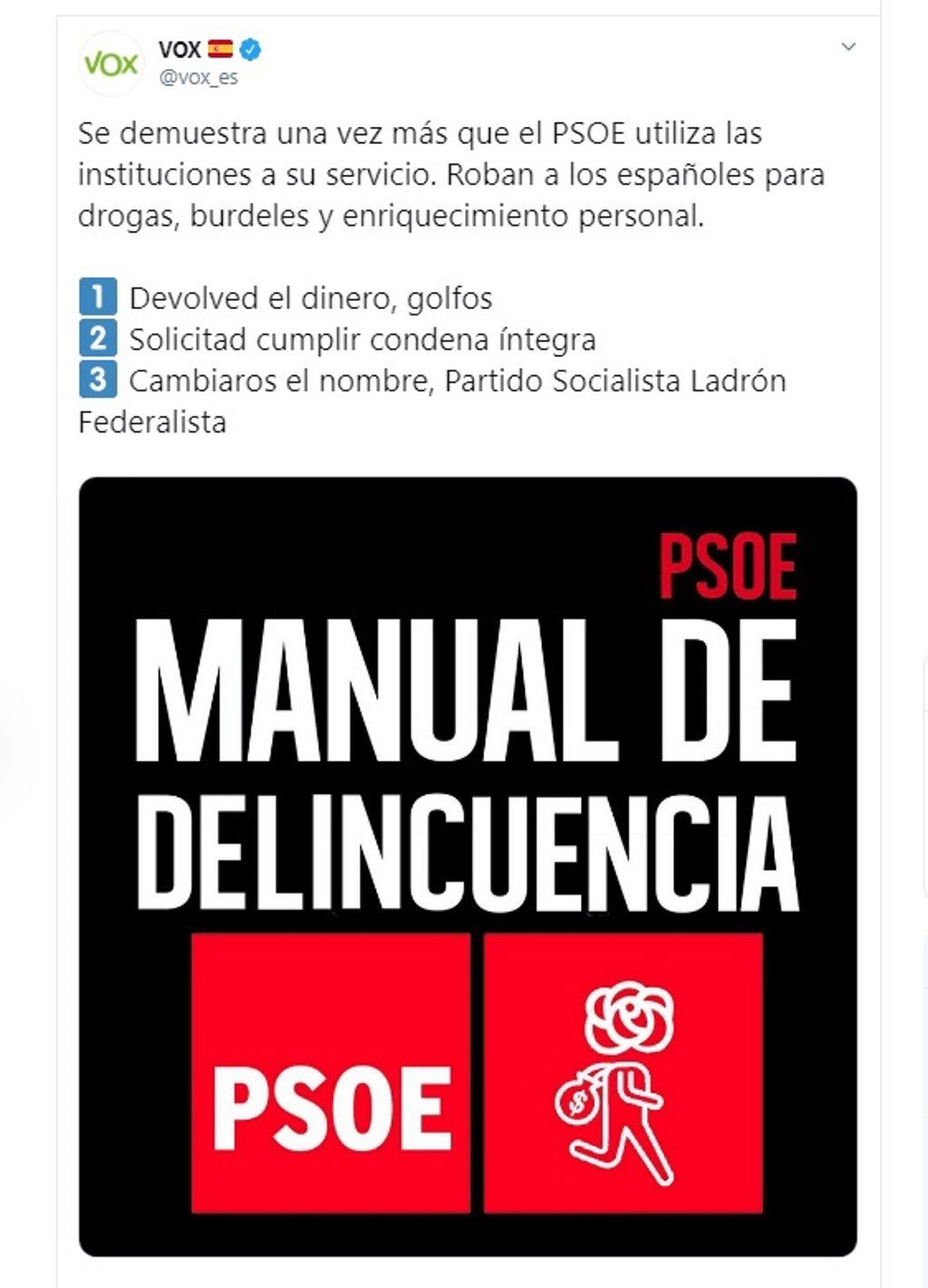 Vox eleva el tono contra el PSOE tras la sentencia de los ERE: