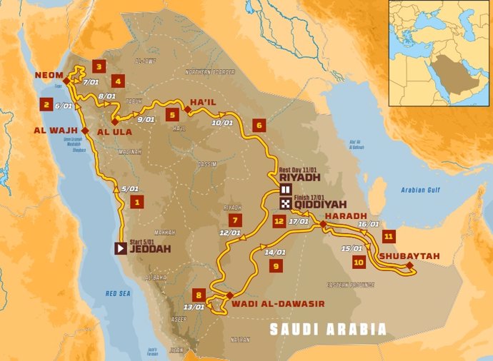 Rally/Dakar.- El nuevo Dakar de Arabia Saudí tendrá 12 etapas y casi 8.000 kilóm