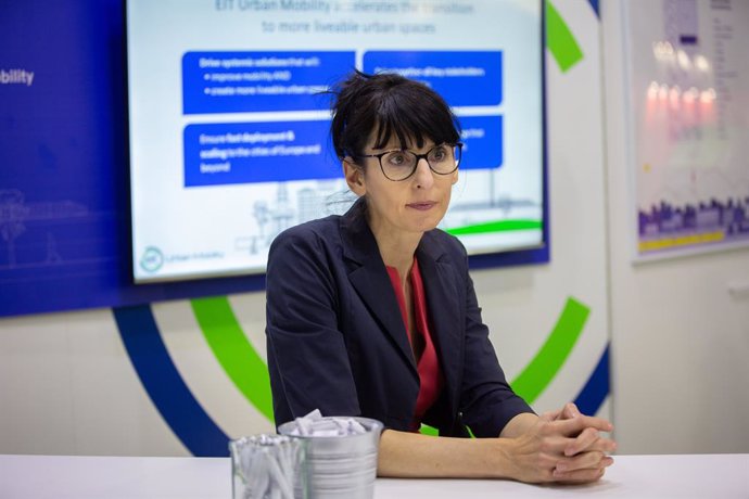 La CEO d'EIT Urban Mobility, Maria Tsavachidis, durant una entrevista d'Europa Press sobre la iniciativa EIT Urban Mobility, Barcelona el 19 de novembre del 2019.
