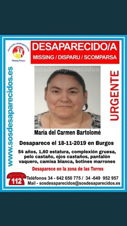 Cartel con la información de la mujer desaparecida en el barrio burgalés de Gamonal.