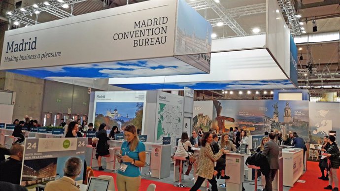 Imagen del estand de Madrid Convention Bureau (MCB) en la feria IBTM World de Barcelona.