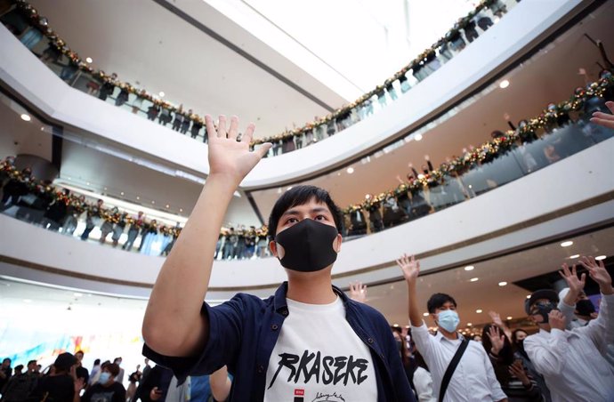 Manifestación en el centro financiero de Hong Kong
