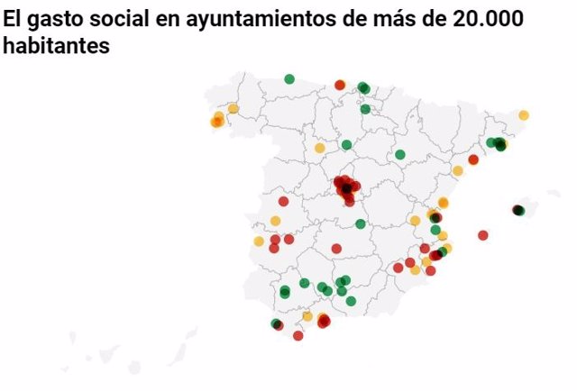 El gasto social en ayuntamientos de más de 20.000 habitantes.