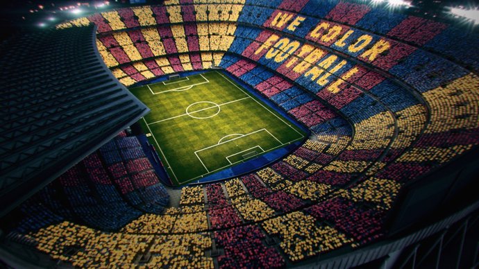 Foto de archivo de un mosaico en el Camp Nou