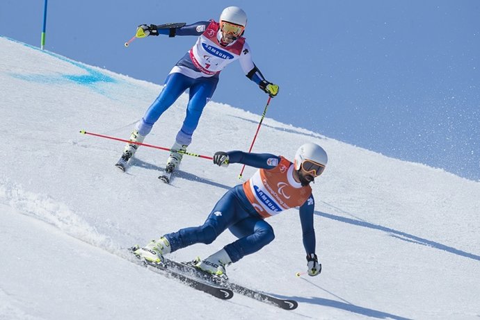 Galindo y Santacana durante el gigante de PyeongChang