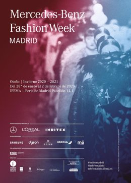 Cartel promocional de la Mercedes-Benz Fashion Week Madrid, que se celebra en Ifema.