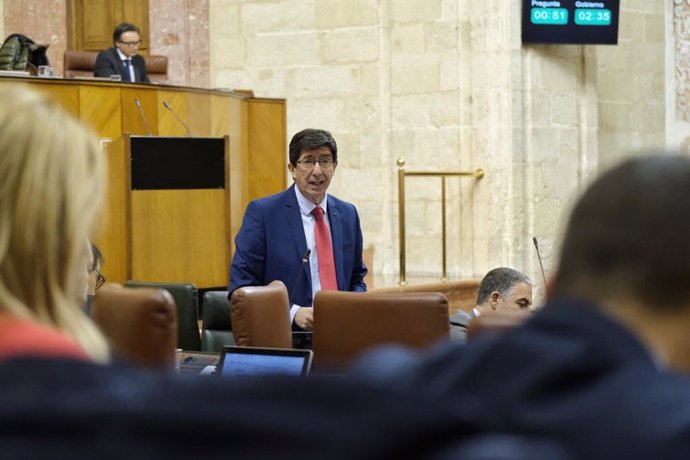 Juan Marín, en el Pleno del Parlamento andaluz (Foto de archivo).