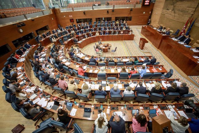 Vista del hemiciclo de la Asamblea de Madrid durante una sesión plenaria en Madrid (España).