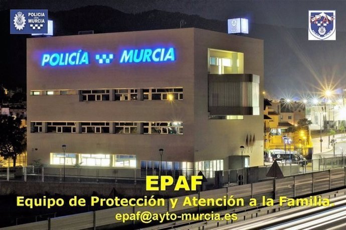 Imagen del Cuartel de la Policia Local de Murcia e información del Equipo de Protección a la Familia
