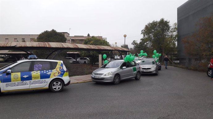 Caravana de coches en Sevilla en protesta por los recortes del SAS