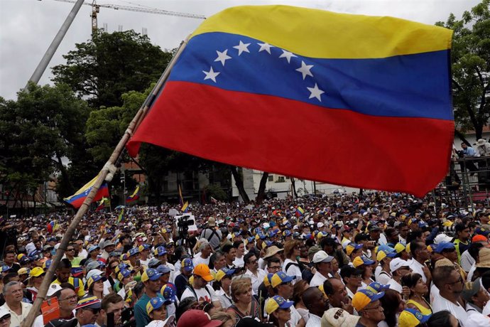 Manifestación de apoyo al "presidente encargado" de Venezuela, Juan Guaidó