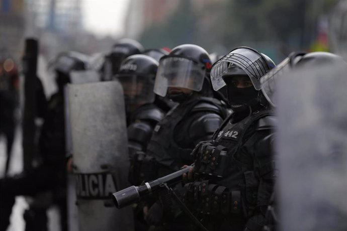 Fuerzas de seguridad colombianas durante las protestas. 