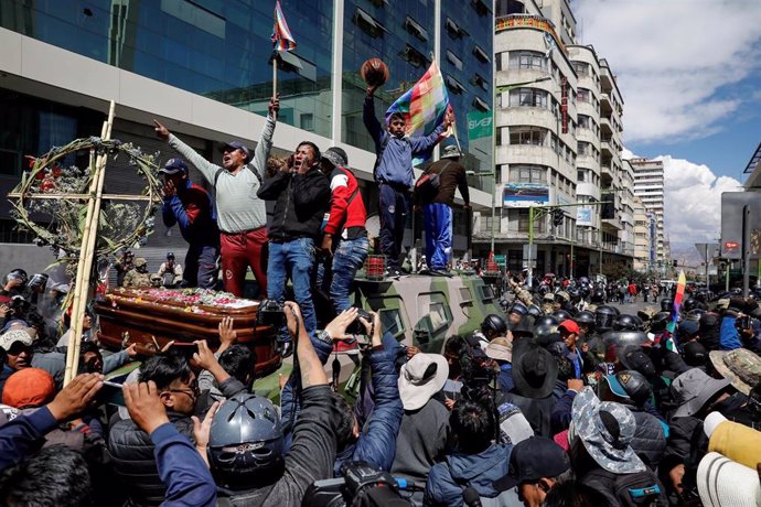 Manifestación a favor de Evo Morales en La Paz