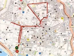 Plano de las calles por las que transcurre la 'V carrera contra el cáncer'