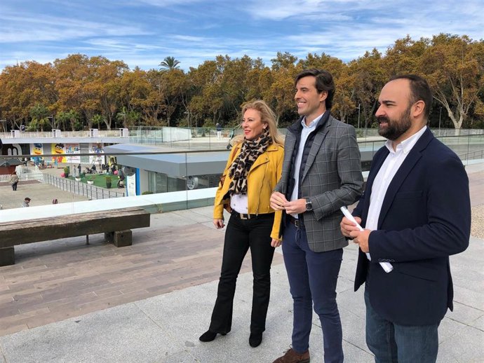 Los diputados del PP por Málaga Carlina España, Pablo Montesinos y Mario Cortés