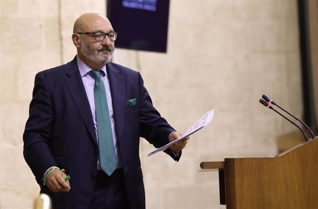 El portavoz del grupo parlamentario Vox, Alejandro Hernández, durante una intervención en la tribuna. Foto de archivo