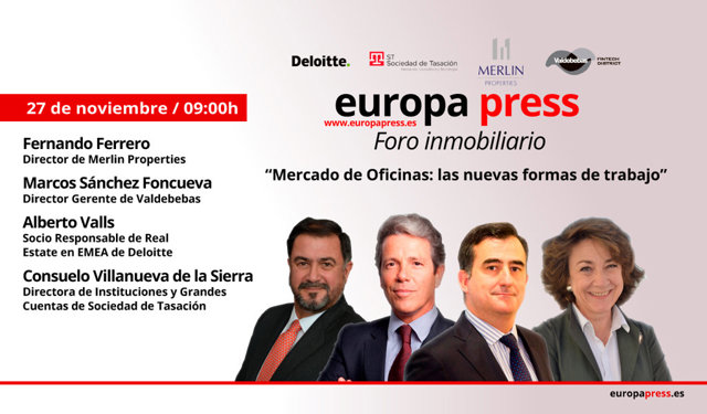 Portada Foro Inmobiliario de Europa Press sobre el 'Mercado de oficinas: las nuevas formas de trabajo'
