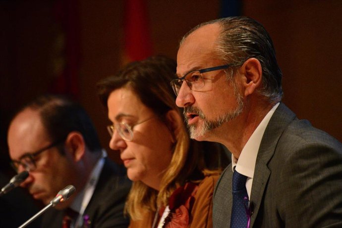 Fuentes en un momento de su intervención en la 16 Asamblea de la FRMP