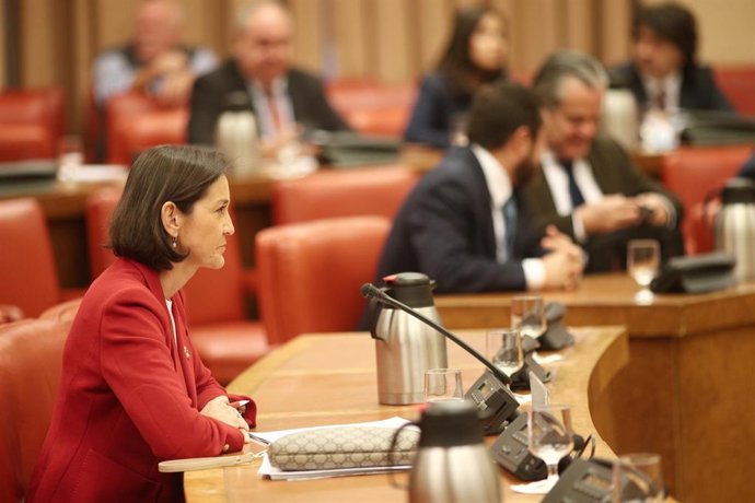 La ministra de Industria, Comercio y Turismo en funciones, Reyes Maroto, durante una reunión de la Diputación Permanente del Congreso, en Madrid (España), a 22 de octubre de 2019.