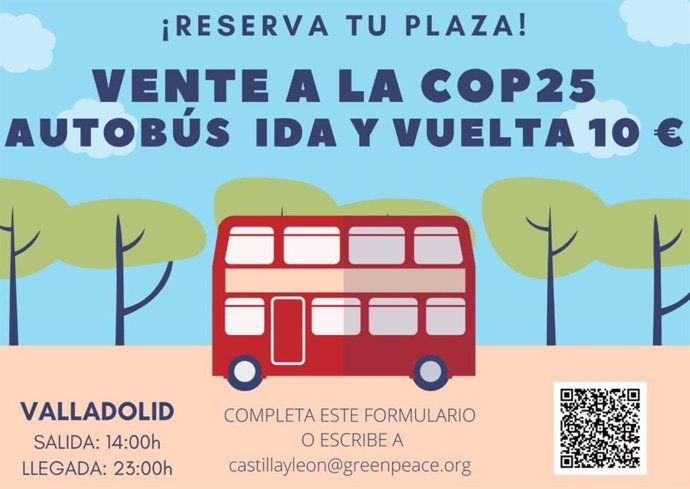 COP25.- Greenpeace CyL fletará un autobús desde Valladolid para asistir a la man