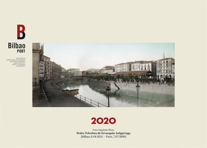 Portada del calendario de la Autoridad Portuaria de Bilbao para 2020 con fotos de Pedro Telesforo de Errazquin Astigarraga.