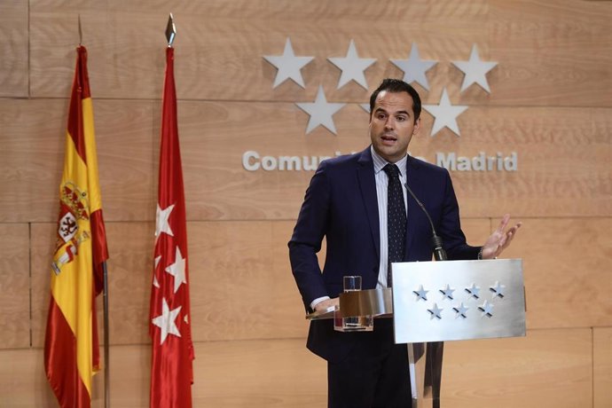 Imagen de archivo del portavoz del Gobierno de la Comunidad de Madrid, Ignacio Aguado, durante la rueda de prensa posterior al Consejo de Gobierno.