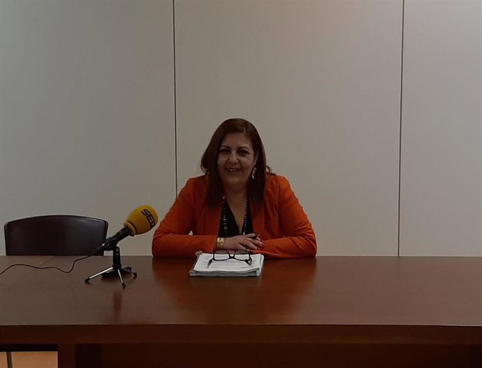 Marina Pineda, concejala de Hacienda del Ayuntamiento de Gijón, en rueda de prensa