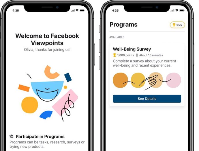 Nueva 'app' de investigación de mercado Facebook Viewpoints