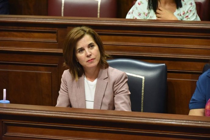 La consejera de Sanidad del Gobierno de Canarias, Teresa Cruz, en un Pleno del Parlamento