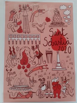 La obra ganadora del concurso de carteles para las fiestas de Sant Sebastià, 'Festa nostra'