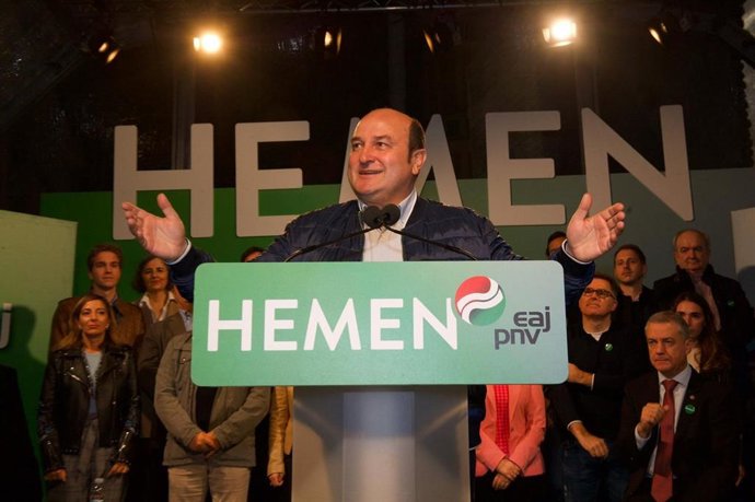 El presidente del PNV, Andoni Ortuzar, en el acto de apertura de campaña para el 10N