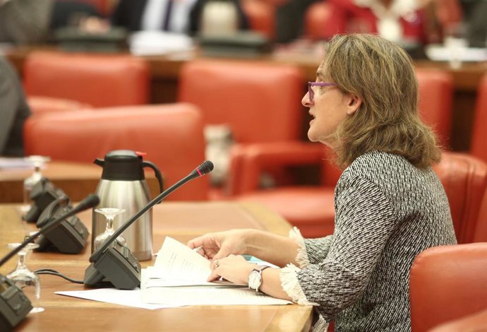 La ministra para la Transición Energética, Teresa Ribera, durante la reunión de la Diputación Permanente del Congreso