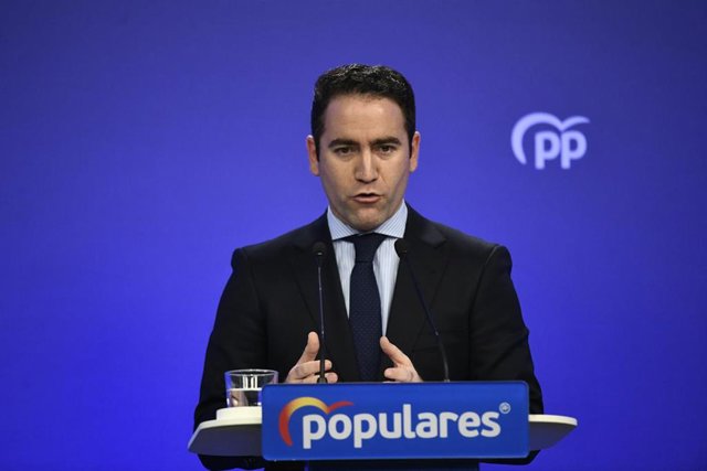 El secretario general del Partido Popular, Teodoro García Egea, durante la rueda de prensa tras la reunión del Comité de Dirección del Partido Popular en la sede nacional del PP, en Madrid (España), a 19 de noviembre de 2019.