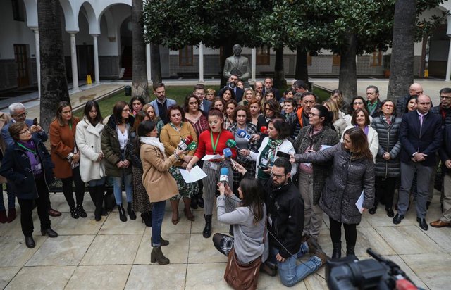 Lectura del Manifiesto contra la Violencia Machista en la que sólo ha acudido PSOE-A y Adelante Andalucía en el Parlamento de Andalucía, Sevilla, a 27 de noviembre de 2019.